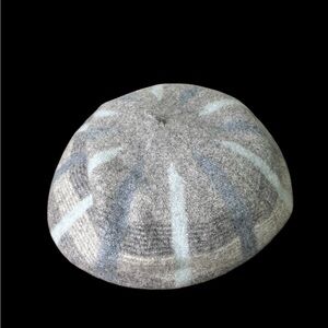 100% Wool Grey and Light Blue Beret